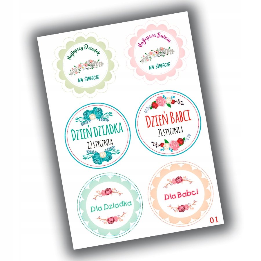 Naklejki Dekoracyjne 4,5 Mm 6 Szt Dzień Babci N01