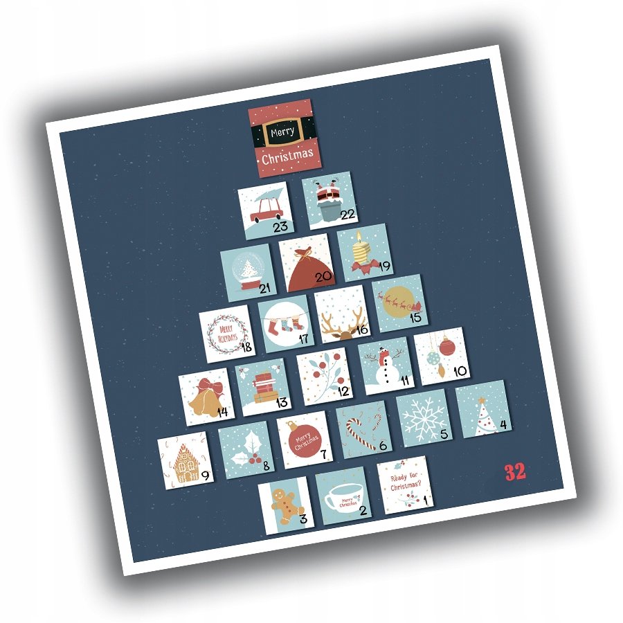 Naklejki Świąteczne Kalendarz Adwentowy 32 20X20