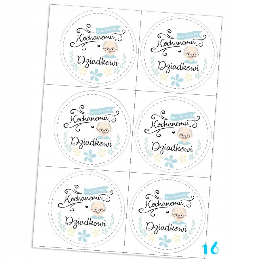 Naklejki Etykiety Dzień Babci I Dziadka 6 Szt 4,5 Cm N16