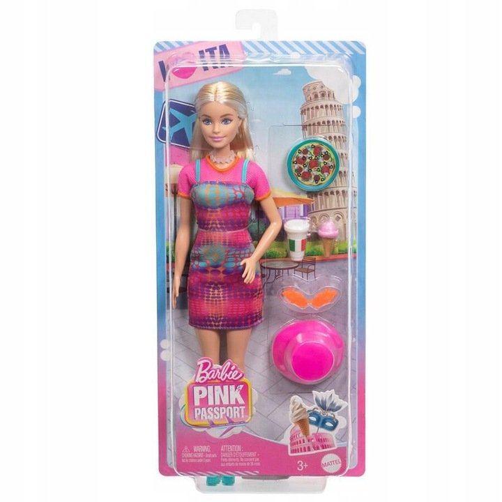 Barbie Pink Passport Lalka Italy Travel Hwh97 Podróżna Włochy Podróżniczka