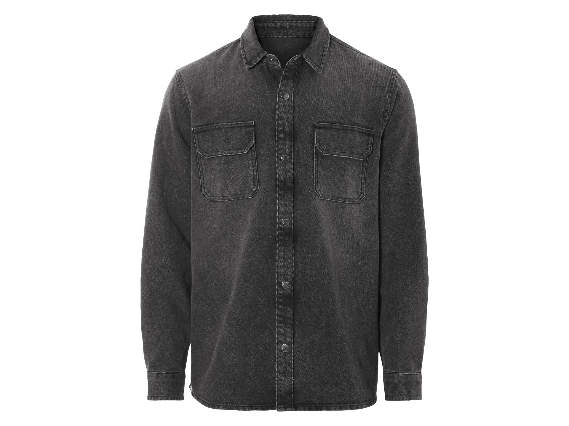 LIVERGY® Męska koszula jeansowa, lekko zmyta (Czarny, L (41/42))