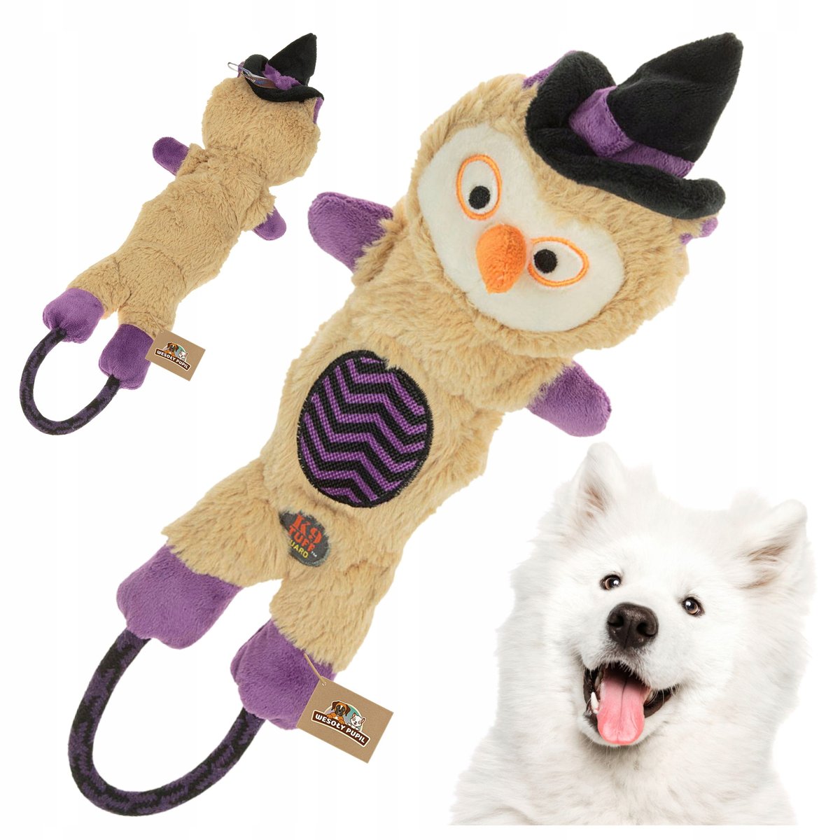 ZABAWKA dla psa MASKOTKA ze SZNUREM premium WZMACNIANA przytulanka SOWA