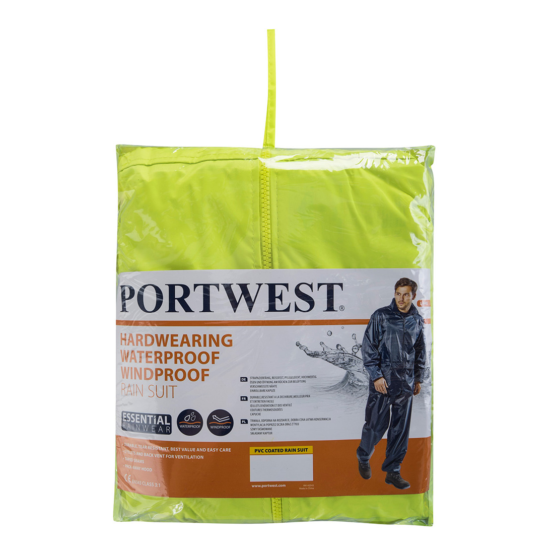 PORTWEST L440 ZESTAW PRZECIWDESZCZOWY (KURTKA + SPODNIE); ŻÓŁTY