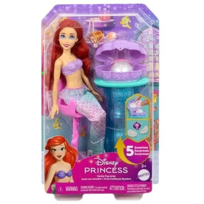 Lalka Barbie Disney Princess Arielka Muszelkowa toaletka JBF86