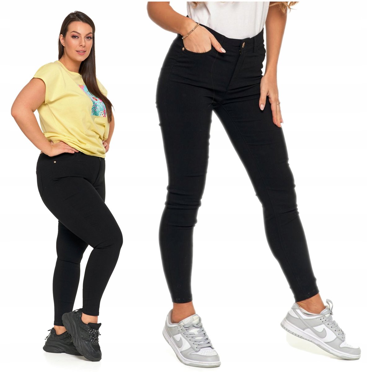 SPODNIE DAMSKIE Długie Eleganckie Wiskoza Czarne Rurki Modne MORAJ L