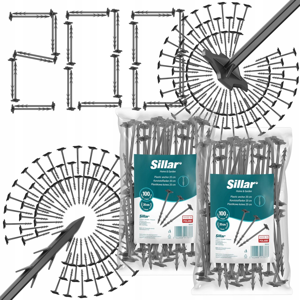 200x Kotwy szpilki kołki do agrowłókniny agrotkaniny wbijane do ziemi gleby