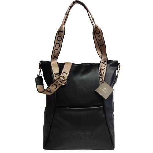 Torebka shopper LOCCA torba czarna na ramię A4 duża