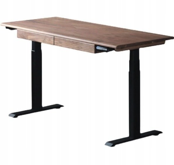 BIURKO Z SZUFLADAMI STÓŁ Z REGULACJĄ WYSOKOŚCI 70x140CM ORZECH LITE DREWNO