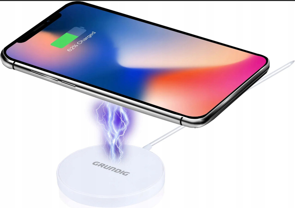 GRUNDIG Ładowarka Bezprzewodowa QI 10W USB-C Szybkie Ładowanie Biała