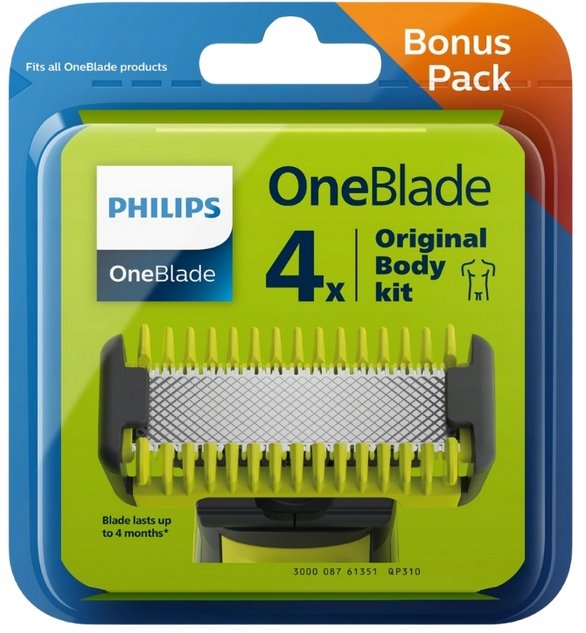 4x Wymienne ostrza golarki PHILIPS OneBlade QP310/50 delikatne dla skóry