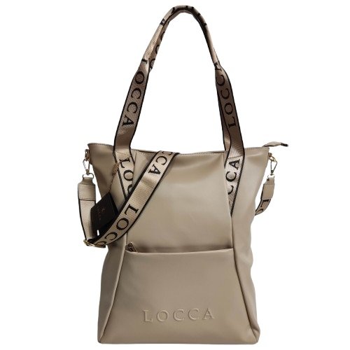 Torebka shopper LOCCA torba beżowa na ramię A4 duża