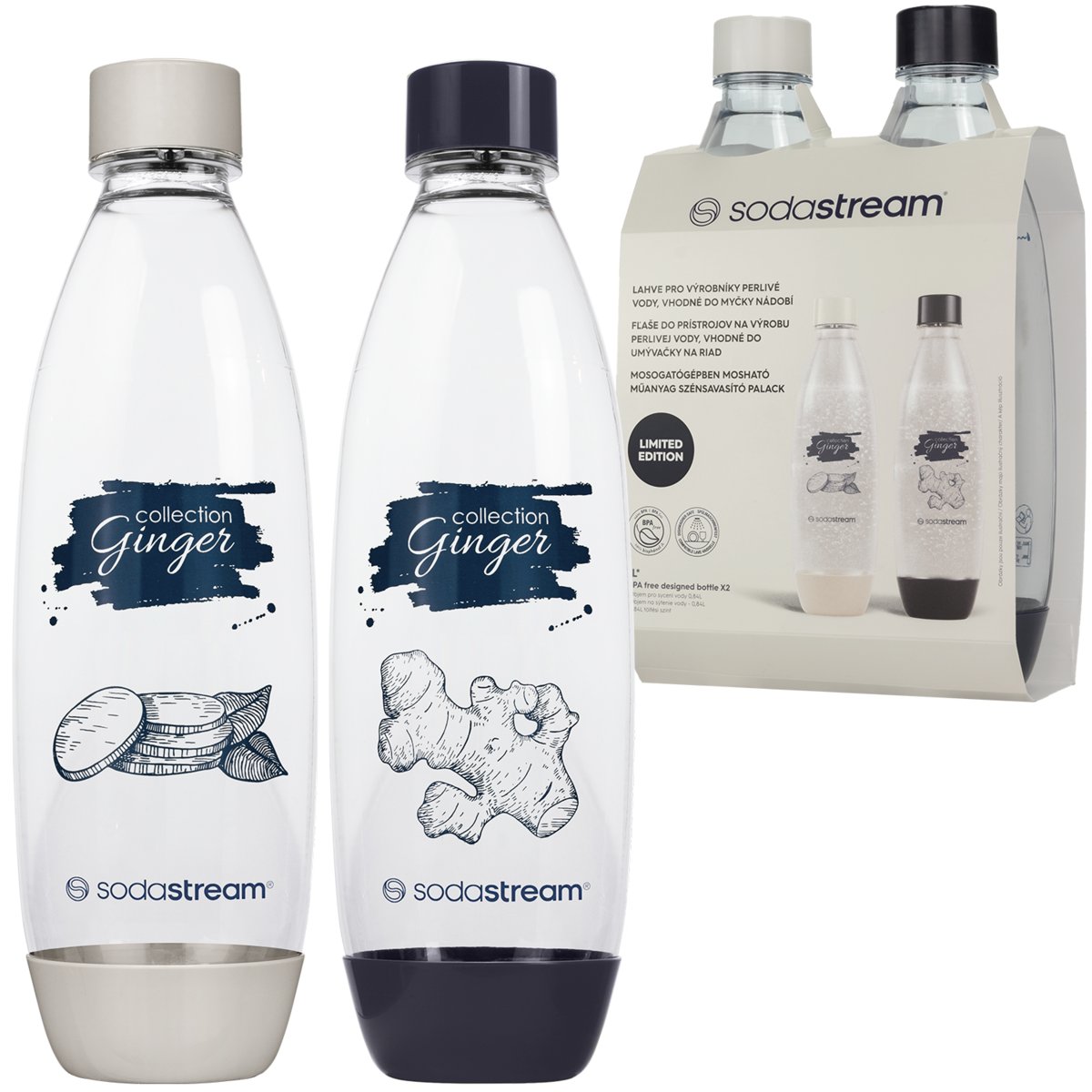 2x BUTELKI DO SATURATORA SODASTREAM FUSE 1L EDYCJA GINGER DO ZMYWARKI