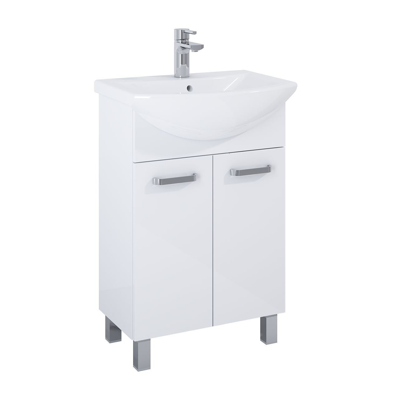 Szafka łazienkowa z umywalką Elita Sunn 55 cm biały połysk RE169191008060