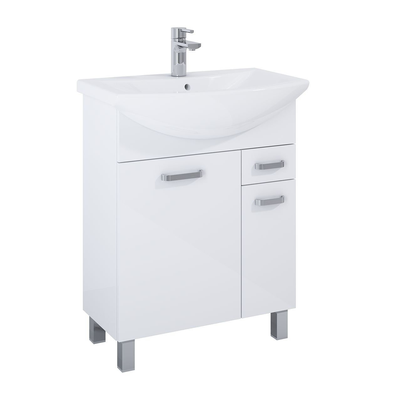 Szafka łazienkowa z umywalką Elita Sunn 66 cm biały połysk RE169192008060