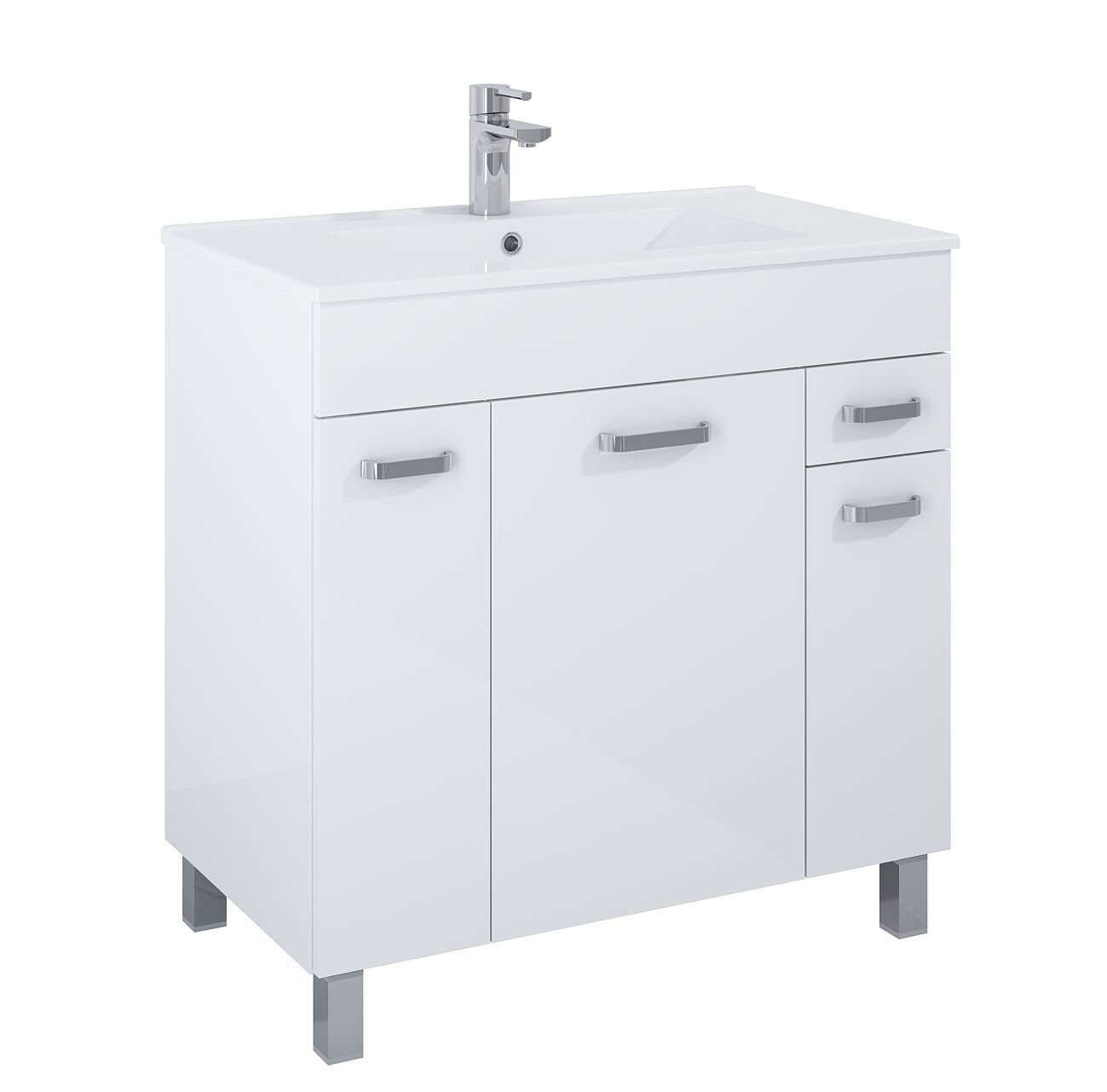 Szafka łazienkowa z umywalką Elita Sunn 80 cm biały połysk RE169195008060