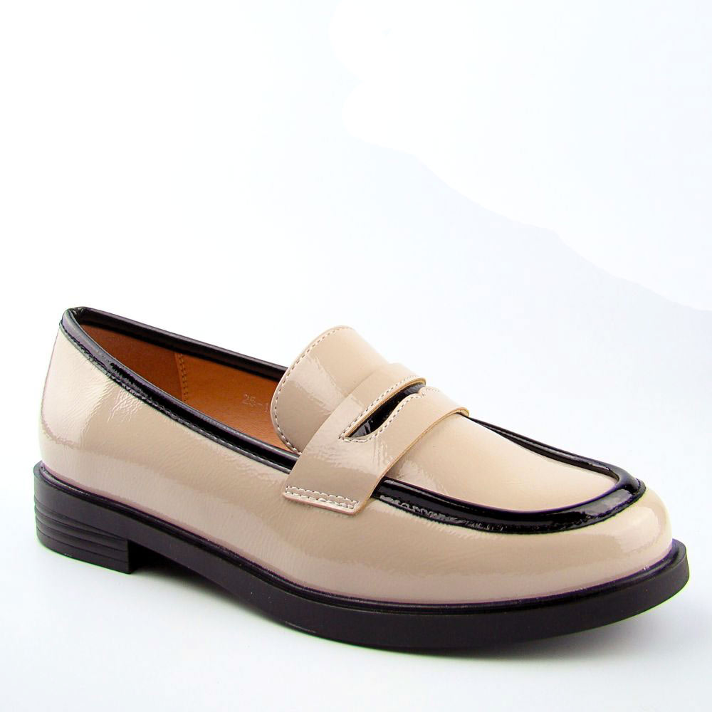 Potocki 25-12442 damskie półbuty na płaskim obcasie beżowe