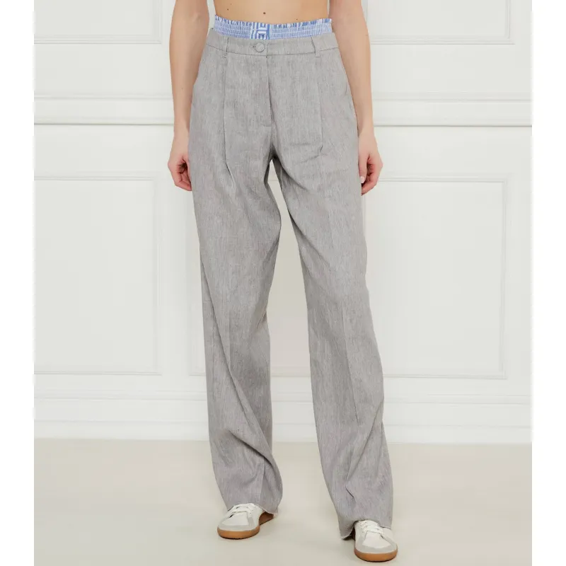 Marella SPORT Lniane spodnie Autocar | flare fit