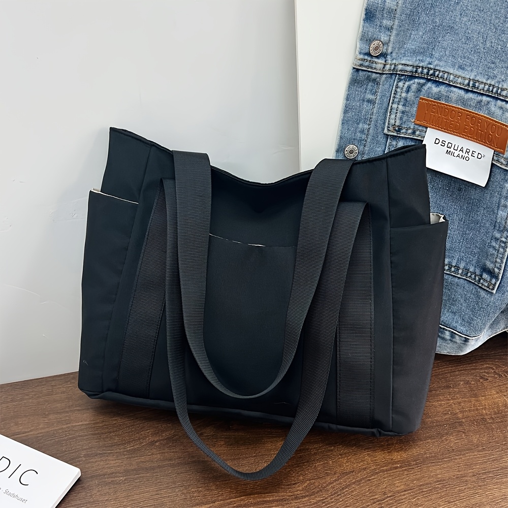 TEMU HUOHUO Damska Torba Tote o Dużej Pojemności - Wytrzymała tkanina Oxford z zamkiem błyskawicznym i metalowymi elementami w odcieniu złota,