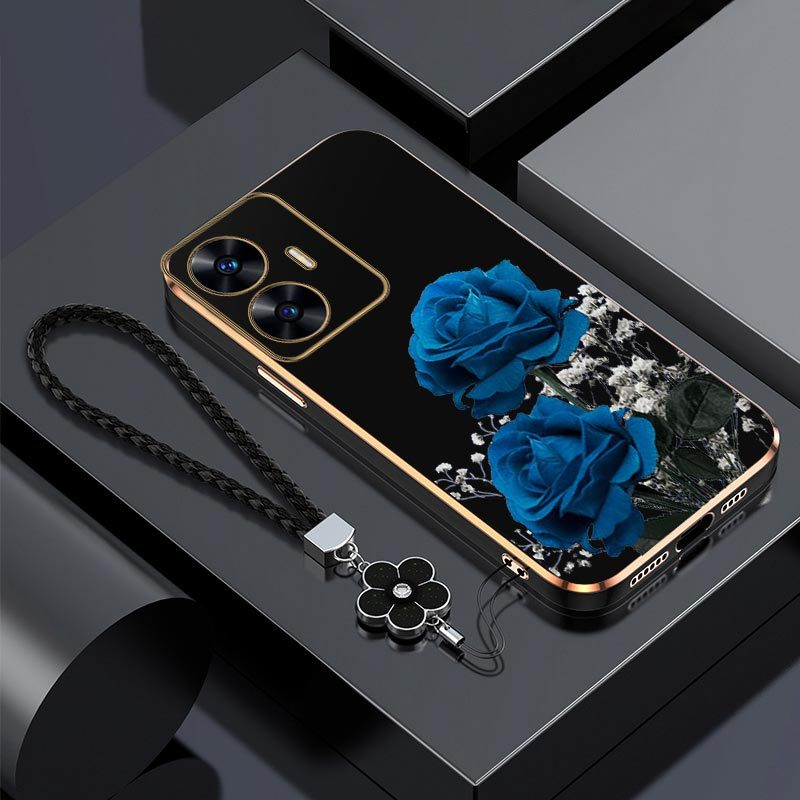 TEMU Etui na telefon - Wytrzymałe, galwanizowane, niebiesko-różowe etui C55 do OPPO REALME C55, prezentujące elegancki, swobodny styl