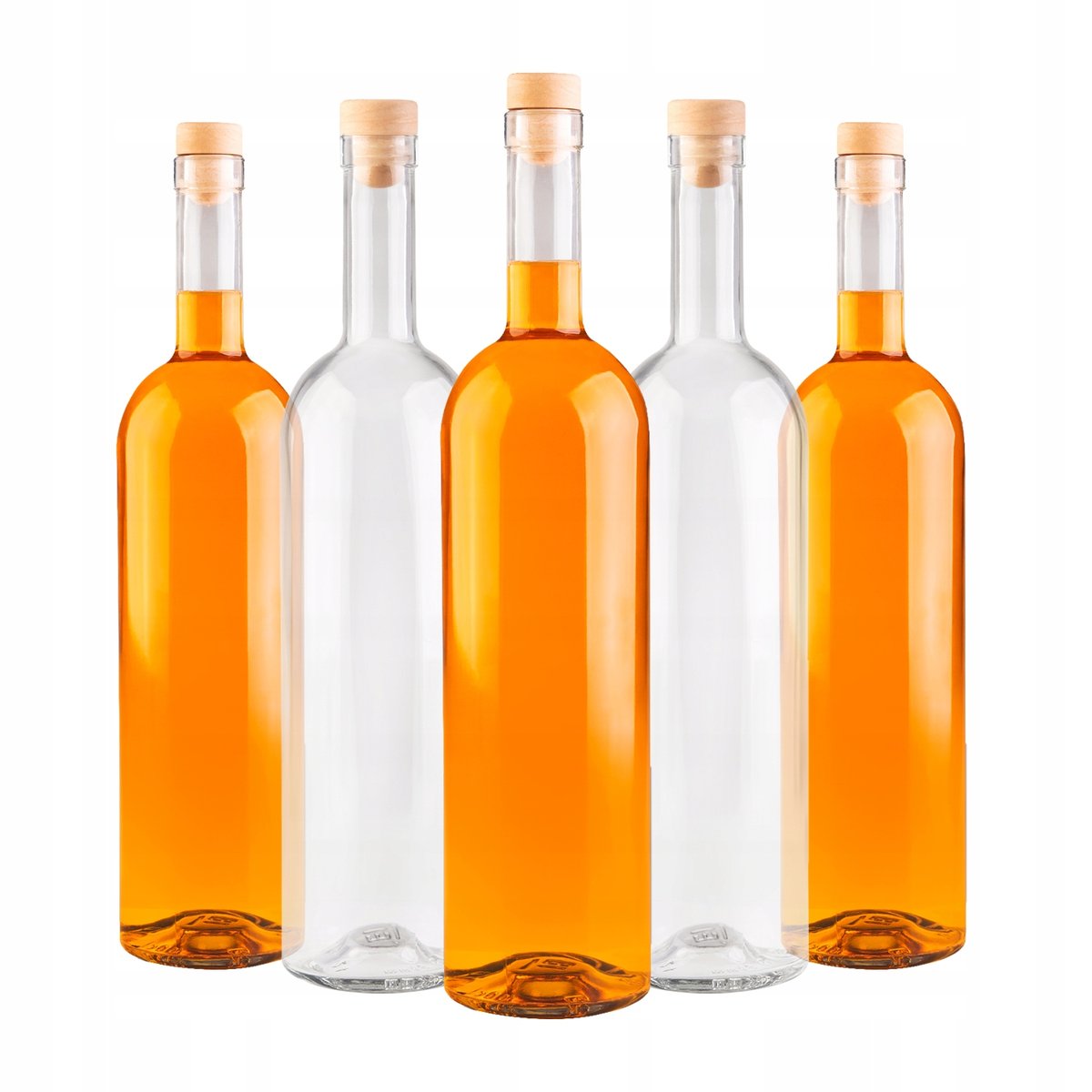 5x Butelki szklane + KORKI FUTURA 1000ml 1l na nalewki wino soki syrop cydr