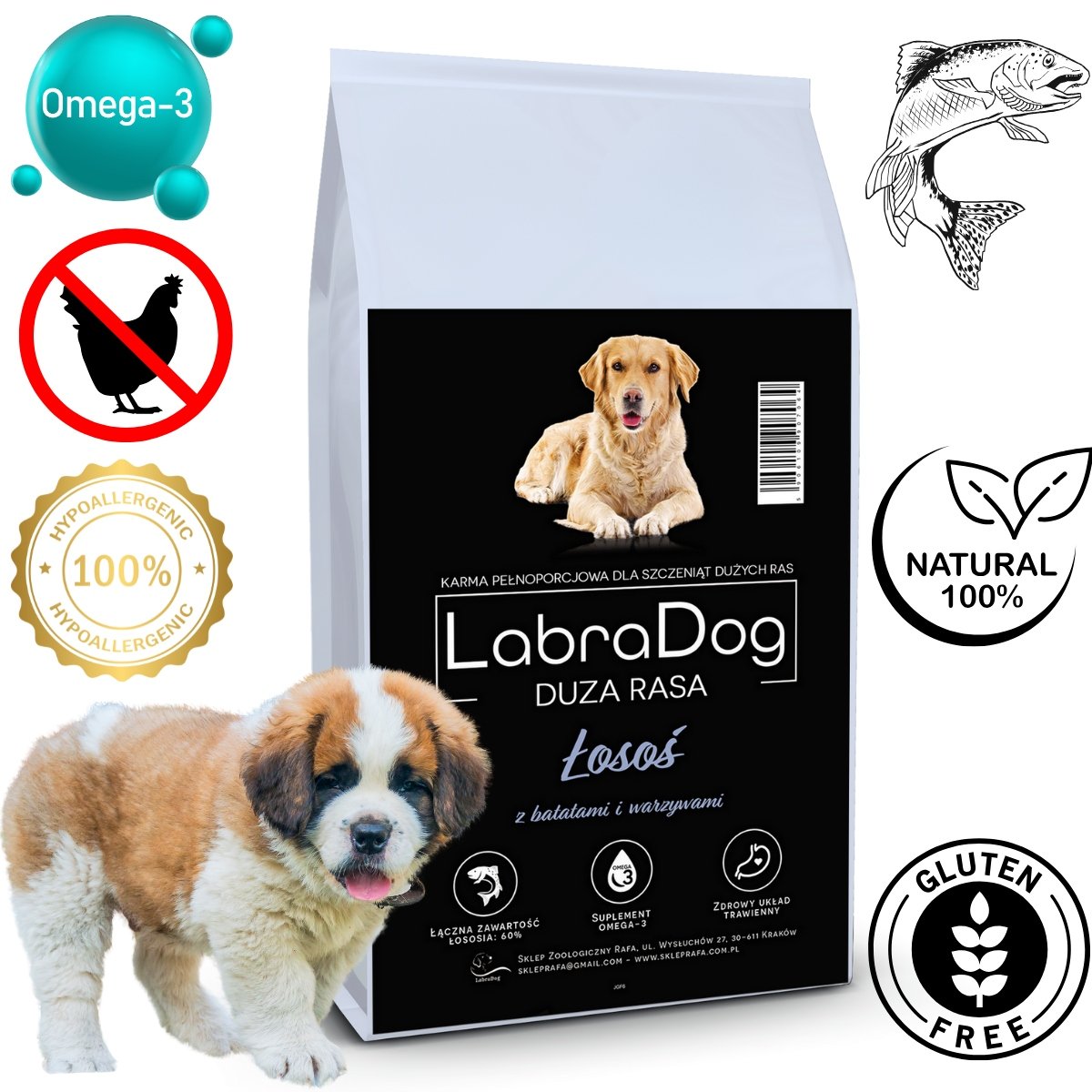 Labradog Superfood Łosoś Z Batatami I Warzywami Rasa Duża I Olbrzymia 12Kg