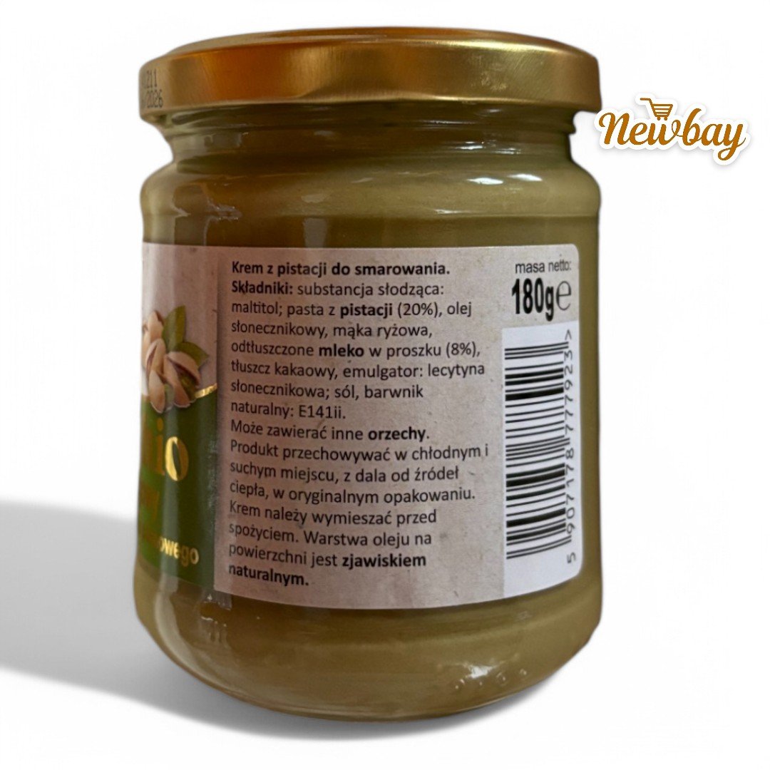 KREM PISTACJOWY Z SYCYLII BEZ CUKRU I OLEJU PALMOWEGO 180G