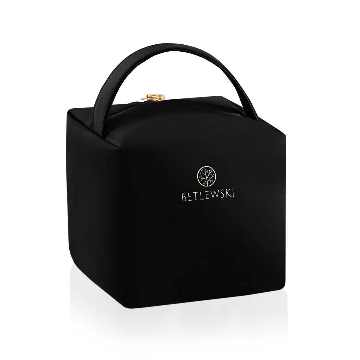 Luksusowa kosmetyczka skórzana Betlewski, czarna 13x13x13 cm