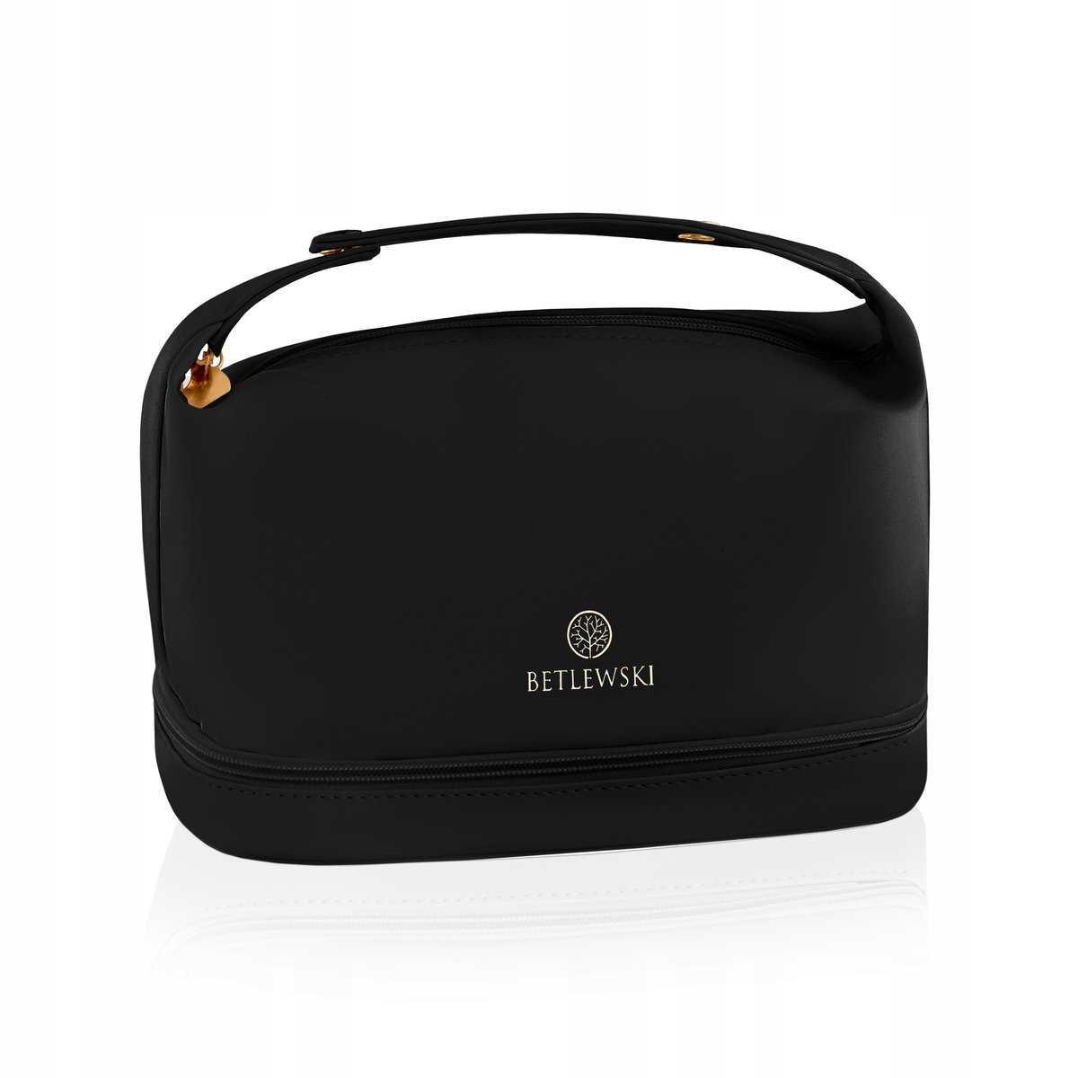 Betlewski Kosmetyczka Skóra Ekologiczna Czarna 25cm