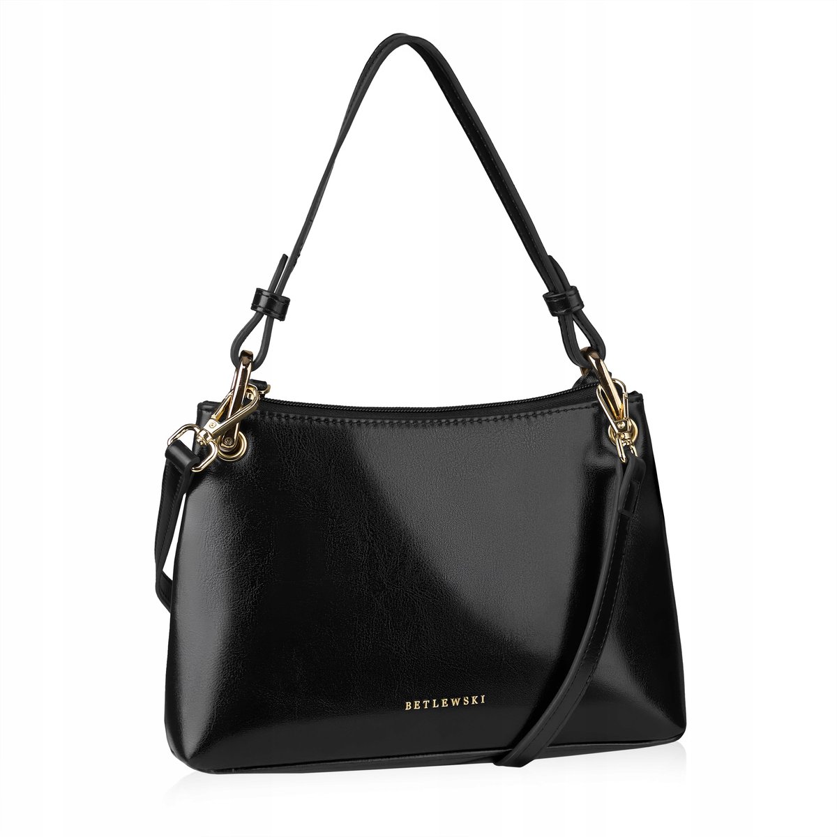 Torebka Wizytowa Betlewski REESE Czarna Skóra Eco