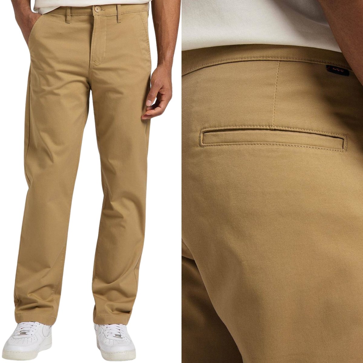 Lee REGULAR CHINO Chetopa Twill LEESURES BEŻOWE MATERIAŁOWE CHINOSY W31 L32
