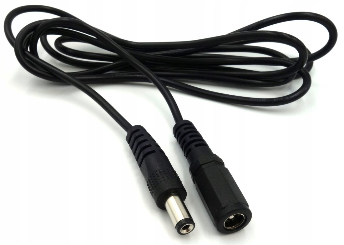 PRZEDŁUŻACZ zasilania zasilacza DC kabel Wtyk Gniazdo 1,5m 2,1/5,5mm