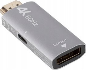 Adapter AV Lanberg Adapter Lanberg HDMI M -> Displayport F 4K srebrny