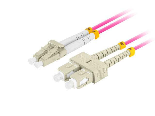Patchcord światłowodowy lanberg mm lc/upc-sc/upc duplex 3.0mm om4 50/125 lszh 1m fioletowy FO-LUSU-MD41-0010-VT
