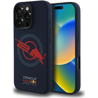 Etui RED BULL HC Silicone ORBR20 Logo Red Lining MagSafe do Apple iPhone 16 Pro Granatowy