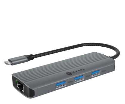 ICY BOX USB-C 6w1 - 1 monitor, PD 100, LAN