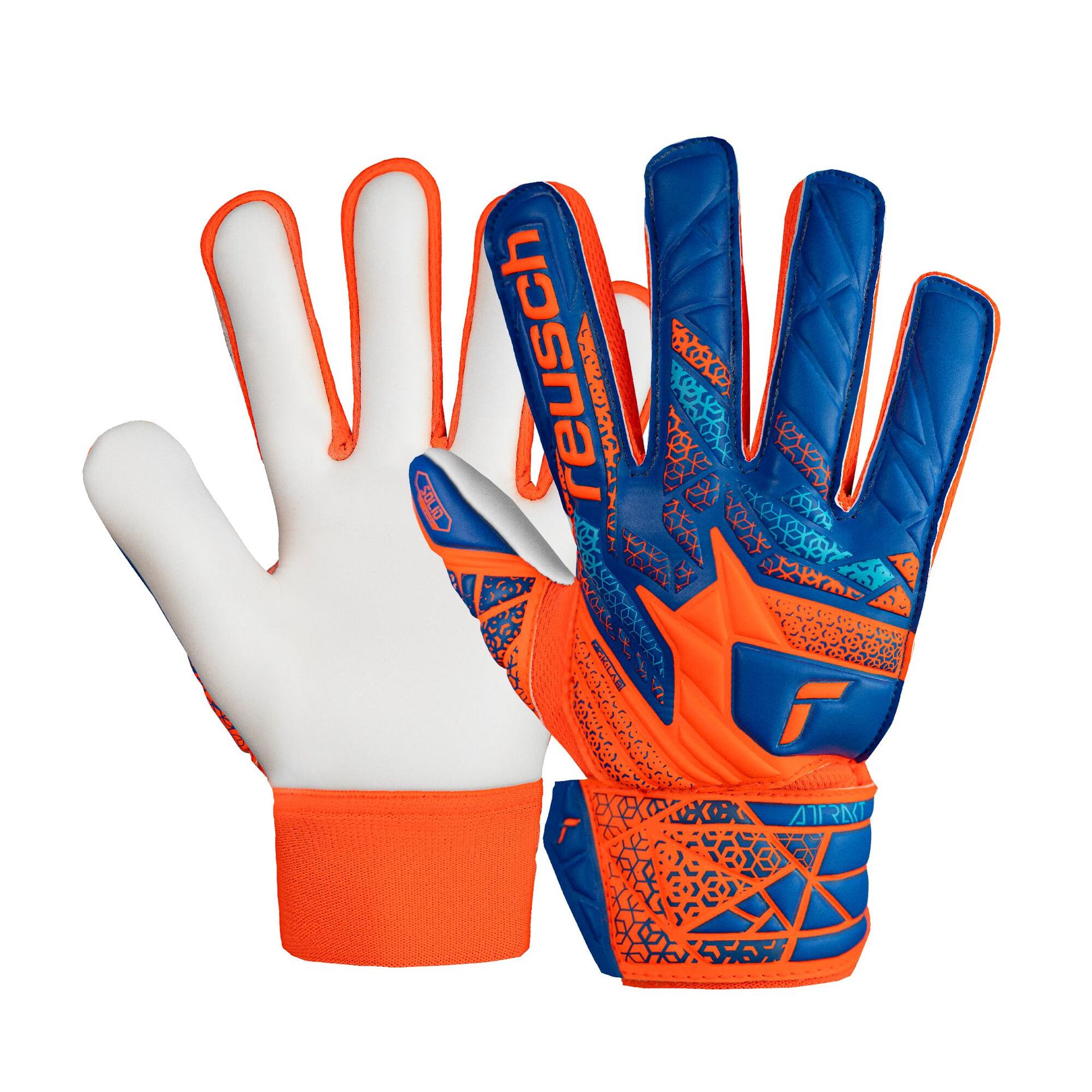 Rękawice bramkarskie Reusch Attrakt Starter Solid Finger Support Junior pomarańczowo-niebieskie 5472511 2290 - 4