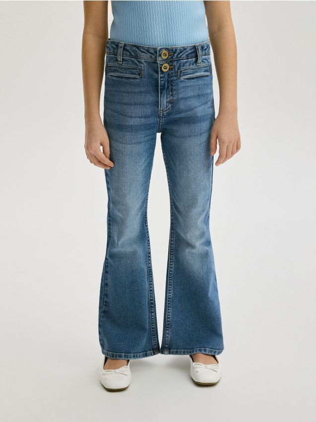 Reserved - Jeansy bootcut fit - niebieski
