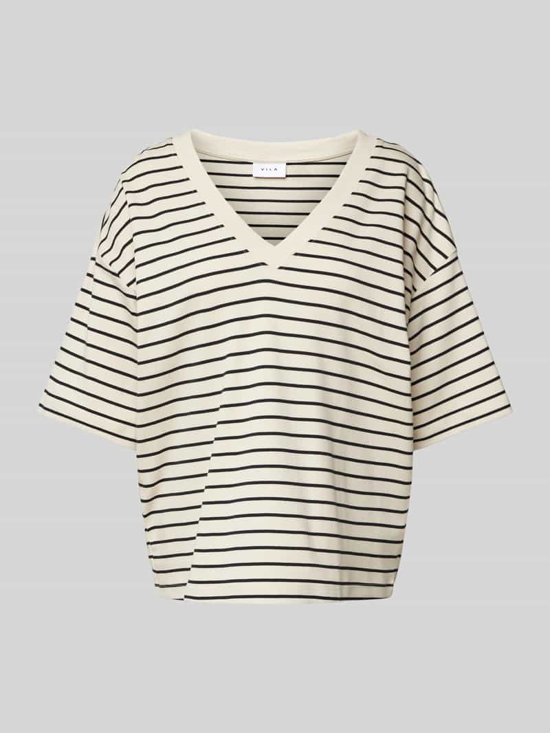 T-shirt z dekoltem w serek model ‘SINNY’