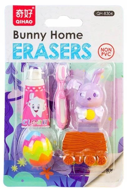 GUMKI do ścierania mazania KRÓLIK pisanka zestaw gumek MOTYL muchomory