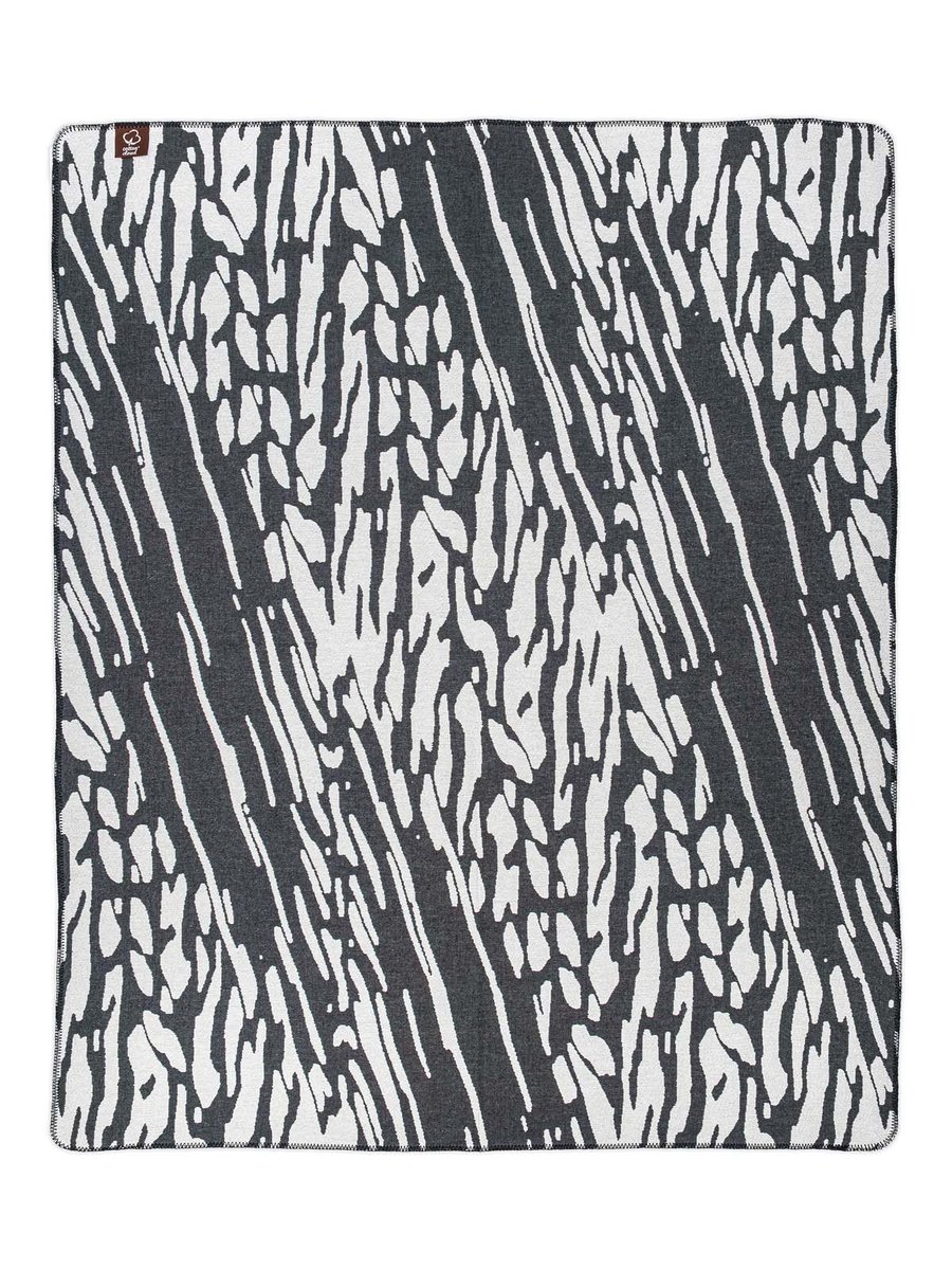 Narzuta pled 165x200 Zebra czarny biały koc wykończony szydełkiem
