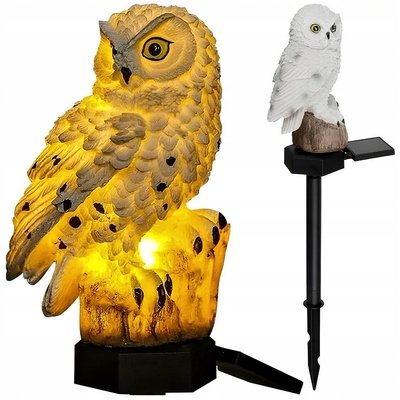 LAMPA SOLARNA OGRODOWA DUŻA SOWA WBIJANA WODOODPORNA Z CZUJNIKIEM ZMIERZCHU