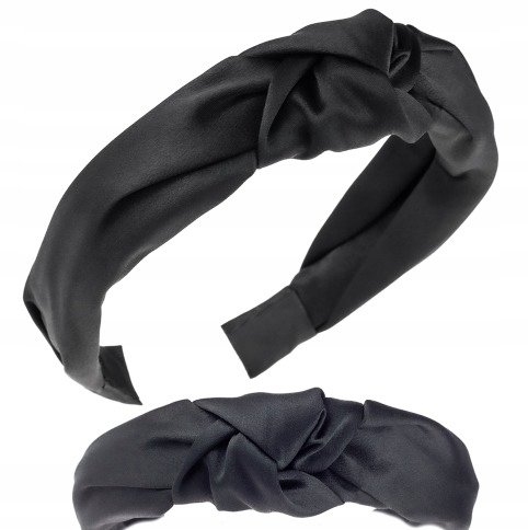 OPASKA DO WŁOSÓW SATYNA WĘZEŁ SZEROKA TURBAN KNOT CZARNA