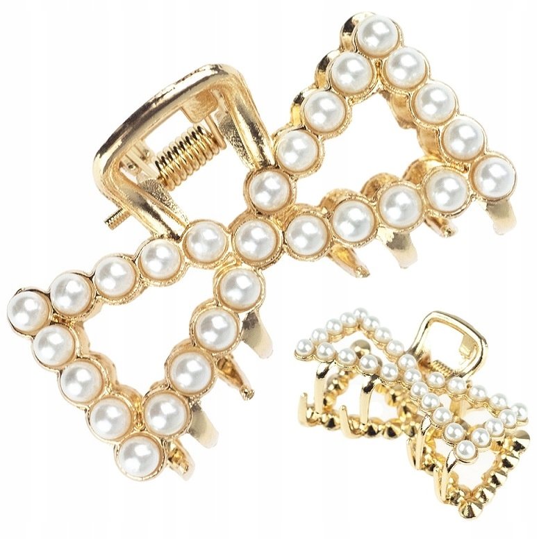 SPINKA KLAMRA DO WŁOSÓW Z PEREŁKAMI KOKARDA