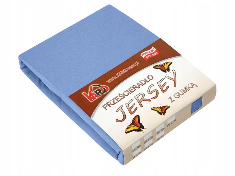 200X220 BAWEŁNIANE NIEBIESKIE PRZEŚCIERADŁO JERSEY