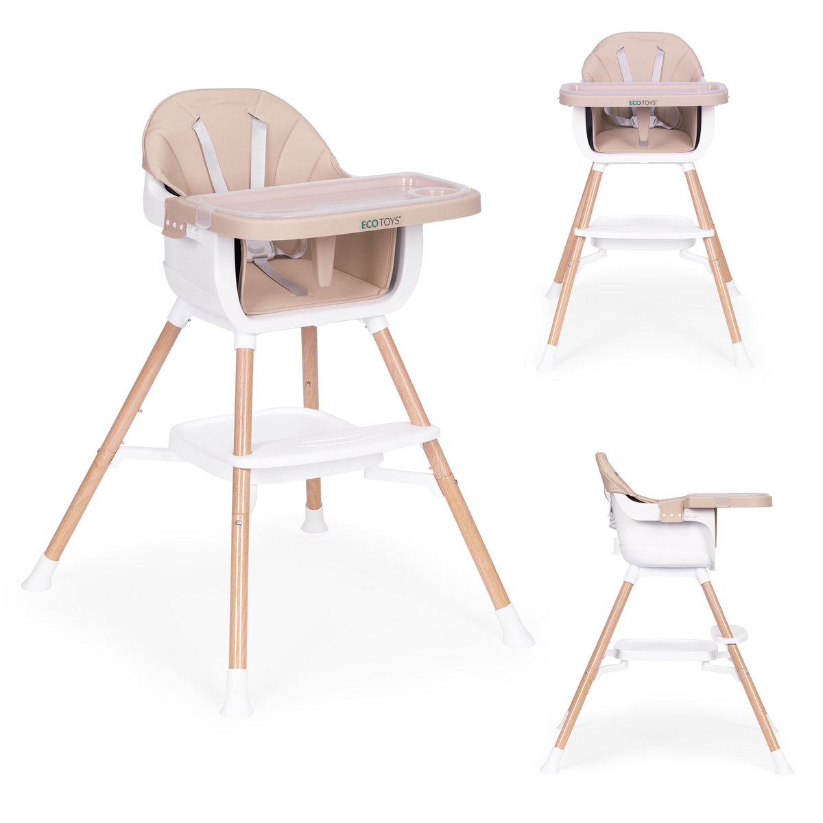 FOTELIK KRZESEŁKO DO KARMIENIA DZIECI 2W1 BEŻOWY ECOTOYS