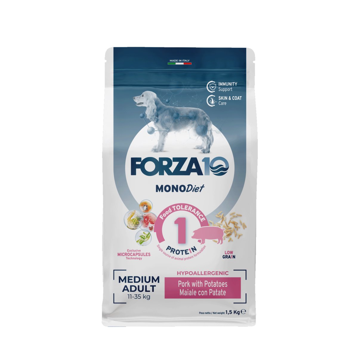 Forza10 Medium MonoDiet wieprzowina z ziemniakami dla psa 1,5kg