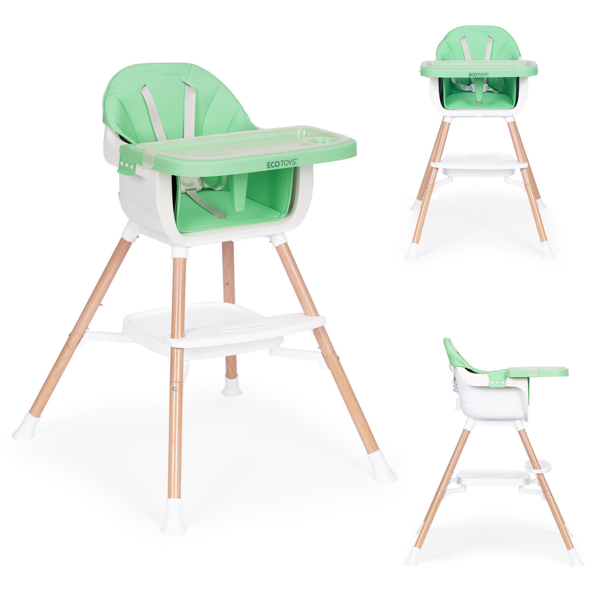 FOTELIK KRZESEŁKO DO KARMIENIA DZIECI 2W1 ZIELONY ECOTOYS