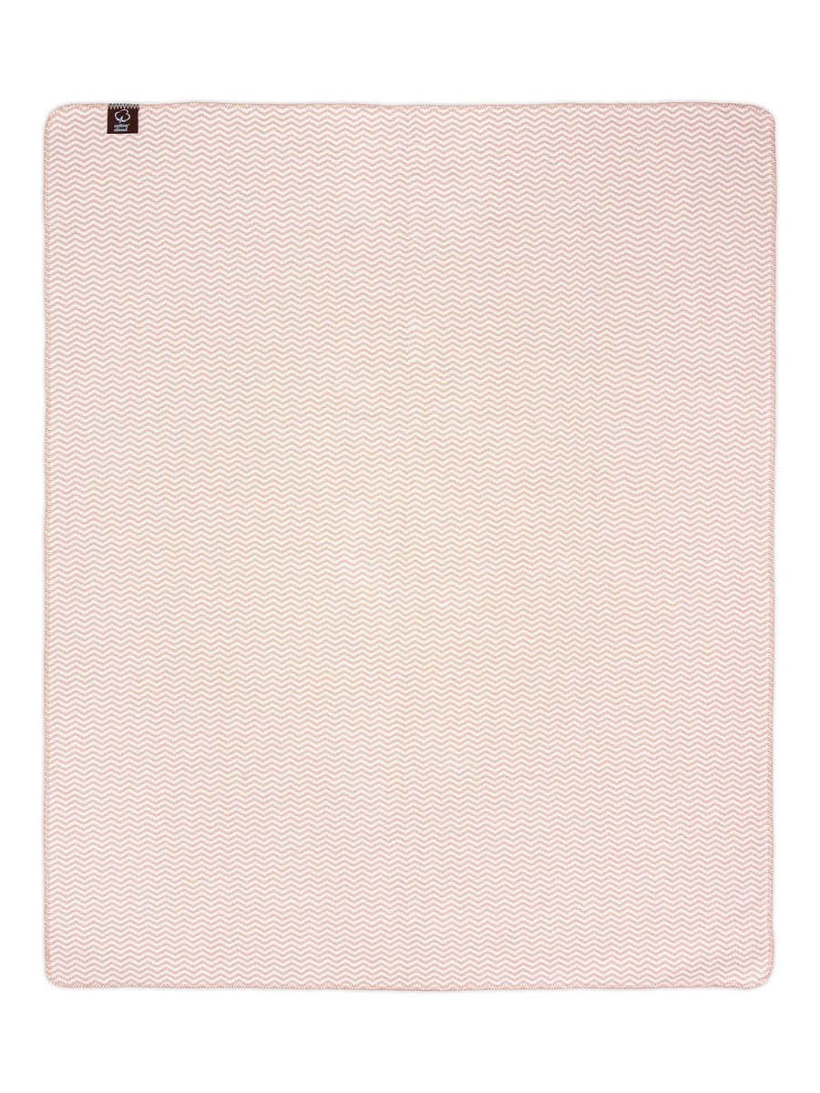 Narzuta pled 165x200 Zygzak pudrowy koc wykończony szydełkiem