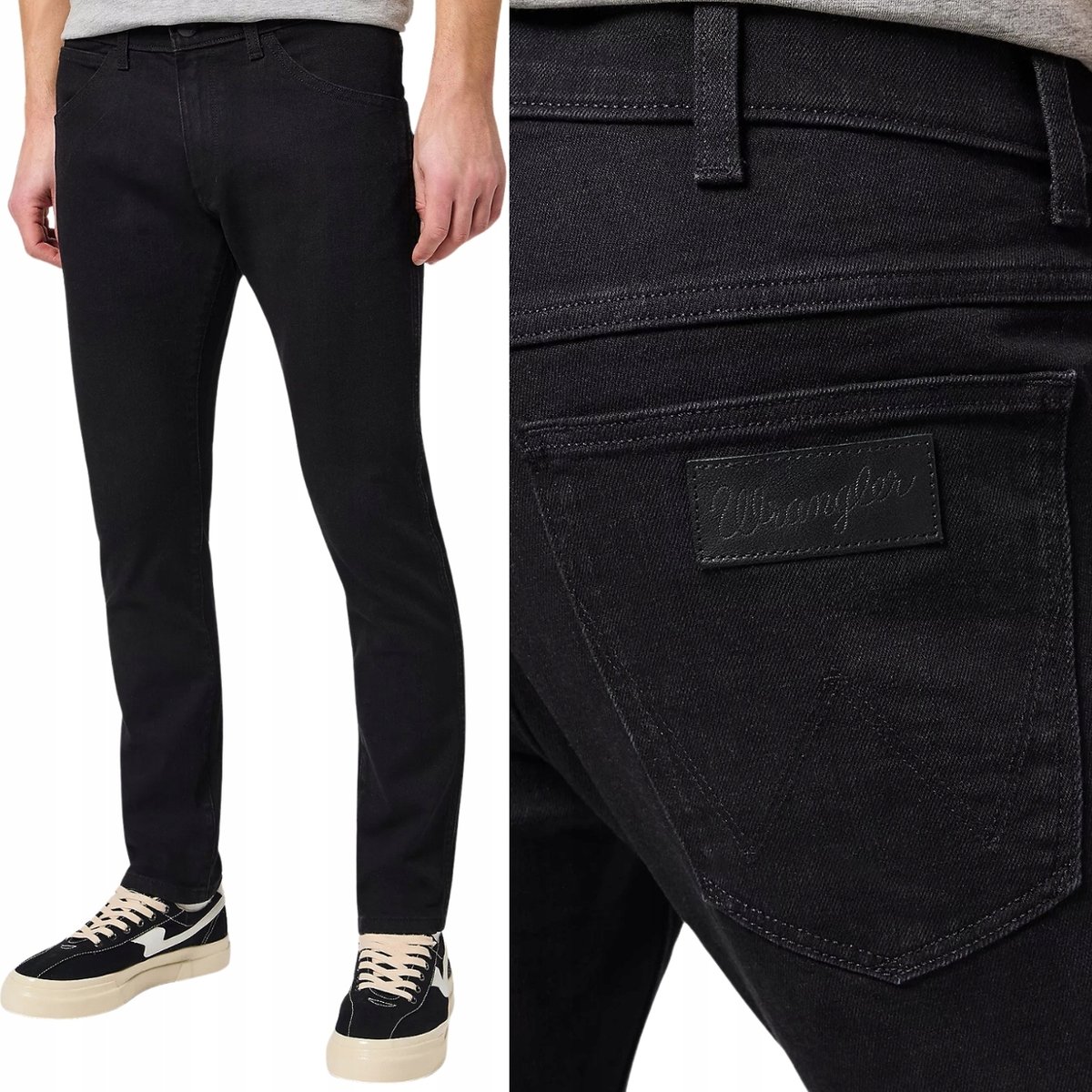 Wrangler BRYSON SKINNY Atmosphere CZARNE SPODNIE JEANSOWE RURKI W32 L32