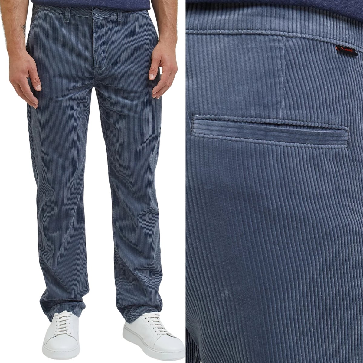 Lee REGULAR CHINO Taint Grey STALOWE BAWEŁNIANE SZTRUKSY CHINOSY W30 L32